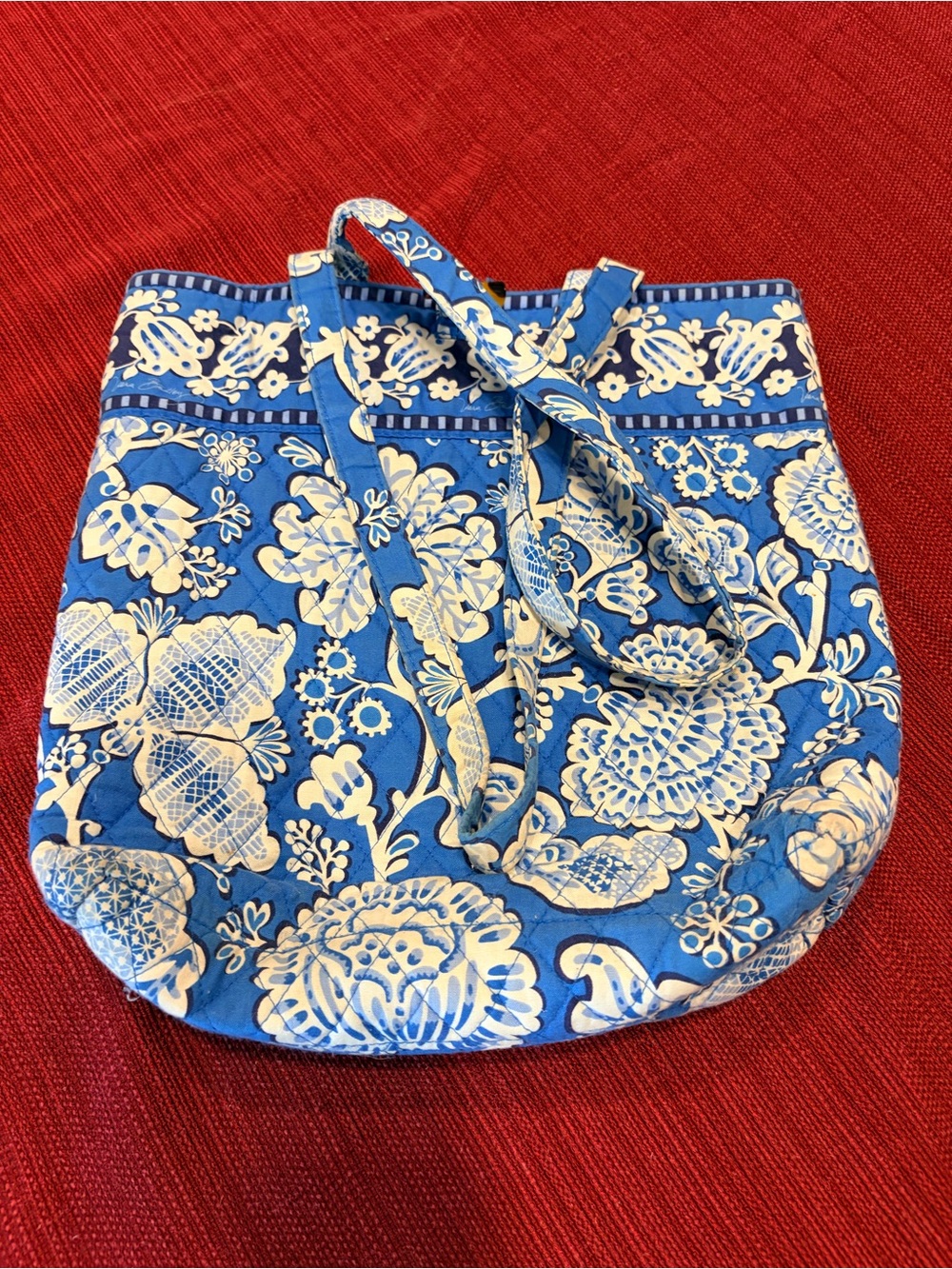 Vera Bradley Quilted Cotton Tote Bag in Blue Lagoon